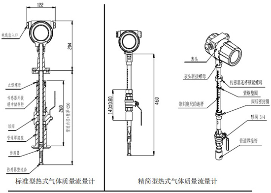 分體式熱式氣體質(zhì)量流量計(jì)插入式結(jié)構(gòu)圖